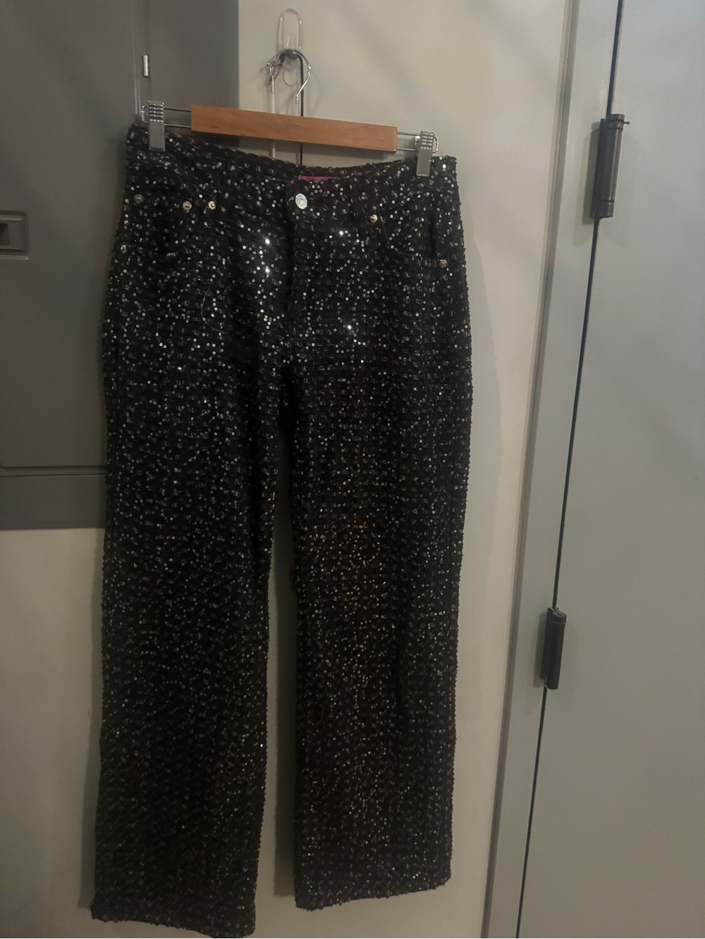 Edikted Low Rise Sequin Jeans, size S